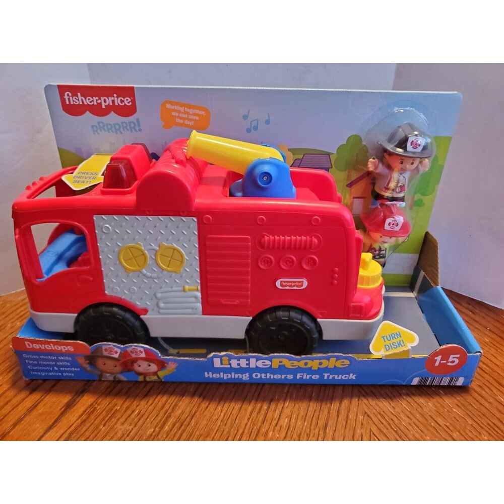 NIB Fisher Price Little People Vehicles Helping Others Fire Truck